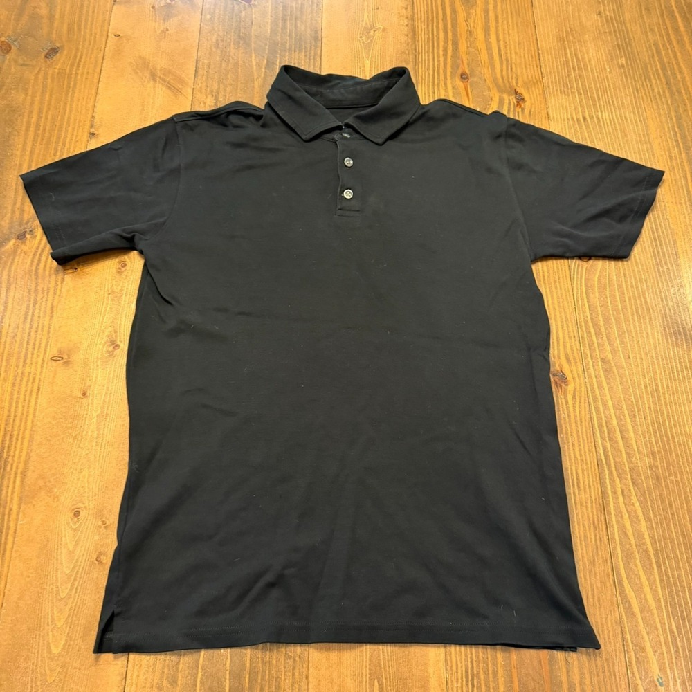 Wills AloeKnit Polo Shirt Huckberry Mens Medium Black Pima Cotton Golf Comfort